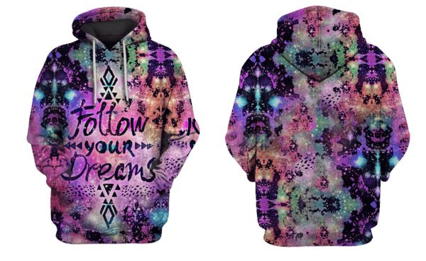 Follow the Dream Hoodies T-Shirt Apparel HP101119 3D Custom Fleece Hoodies 