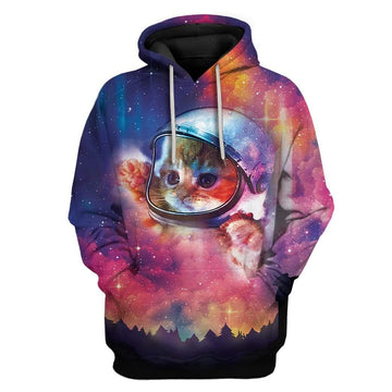 Gearhumans Galaxy Astronaut Cat Custom T-Shirts Hoodies Apparel