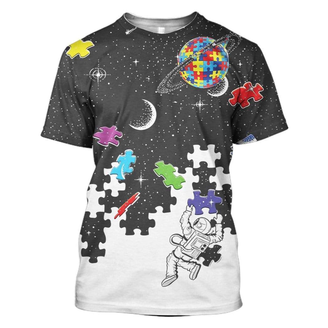 Gearhuman 3 Autism Nasa Astronaut Custom T-Shirts Hoodies Apparel HD-QM0301203 3D Custom Fleece Hoodies T-Shirt S 