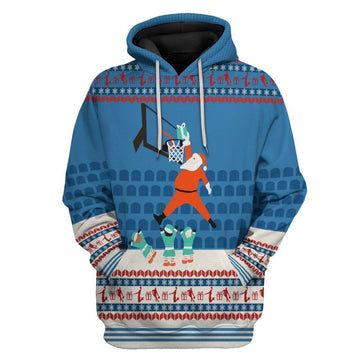 Gearhumans 3D 24 KB Santa Claus Basketball Christmas Ugly Sweater Custom Tshirt Hoodie Apparel