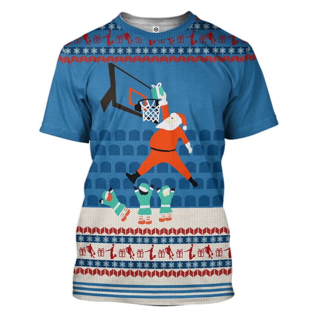 Gearhumans 3D 24 KB Santa Claus Basketball Christmas Ugly Sweater Cust
