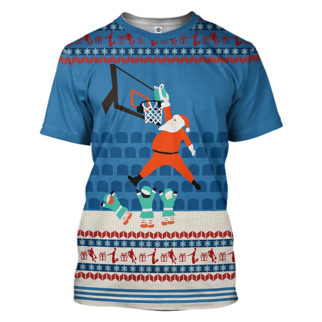 Gearhuman 3D 24 KB Santa Claus Basketball Christmas Ugly Sweater Custom Tshirt Hoodie Apparel GV20101 3D Apparel T-Shirt S 
