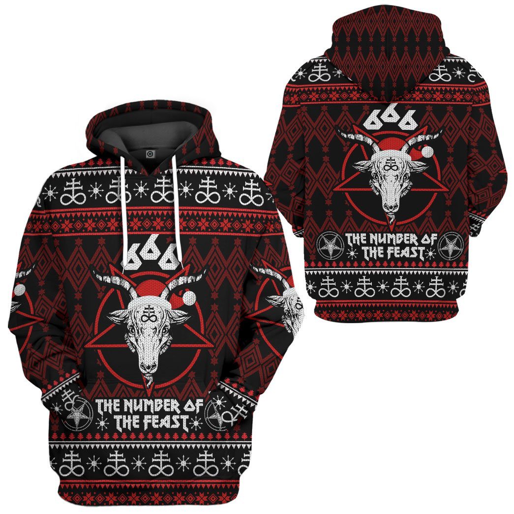 Gearhuman 3D 666 The Number Of The Feast Ugly Christmas Sweater Custom Hoodie Apparel GV091010 3D Apparel 