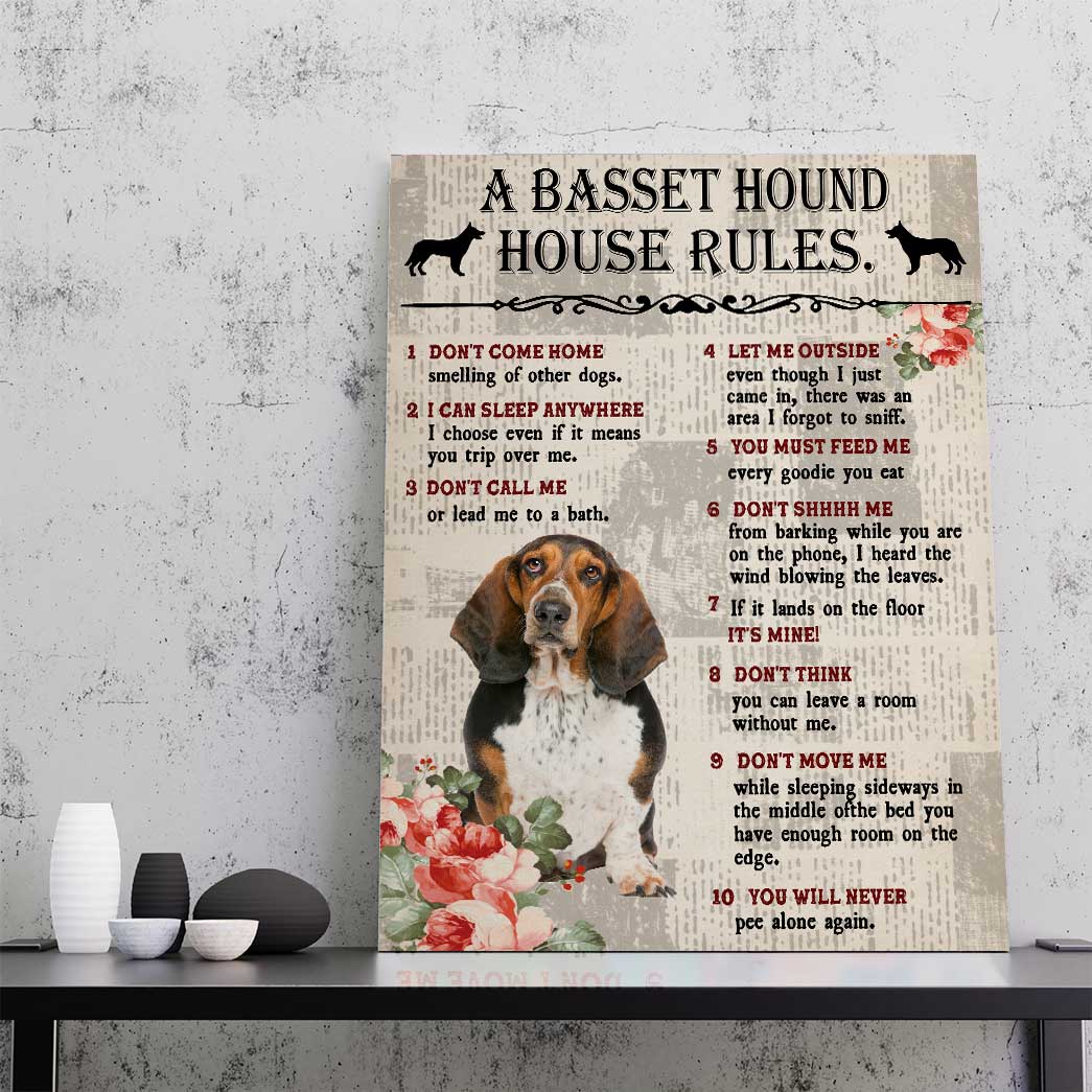 Gearhuman 3D A Basset Hound House Rules Canvas GK040222 Canvas