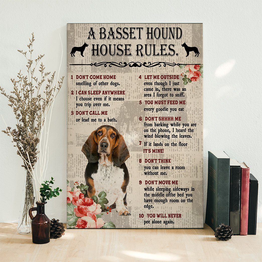 Gearhuman 3D A Basset Hound House Rules Canvas GK040222 Canvas