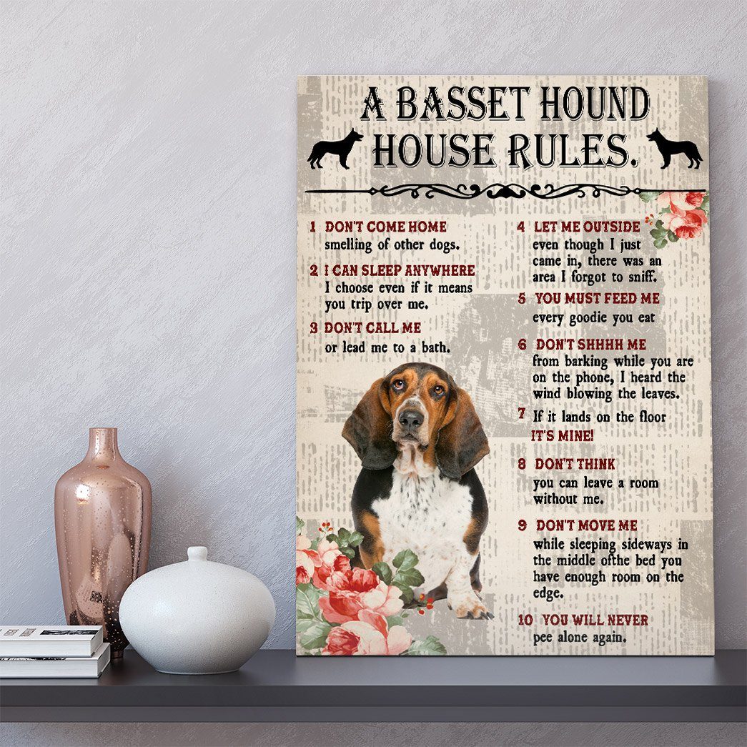 Gearhuman 3D A Basset Hound House Rules Canvas GK040222 Canvas