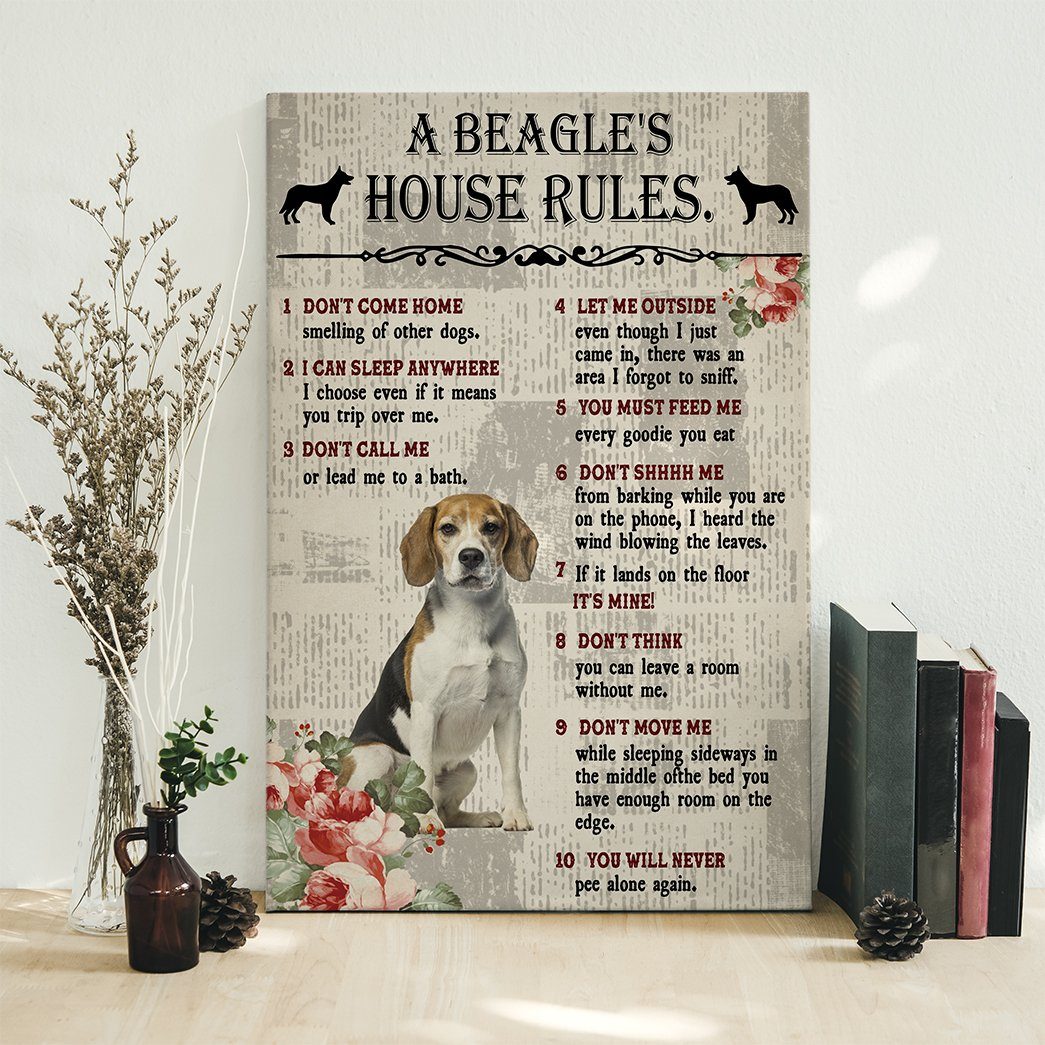 Gearhuman 3D A Beagles House Rules Canvas GK290123 Canvas