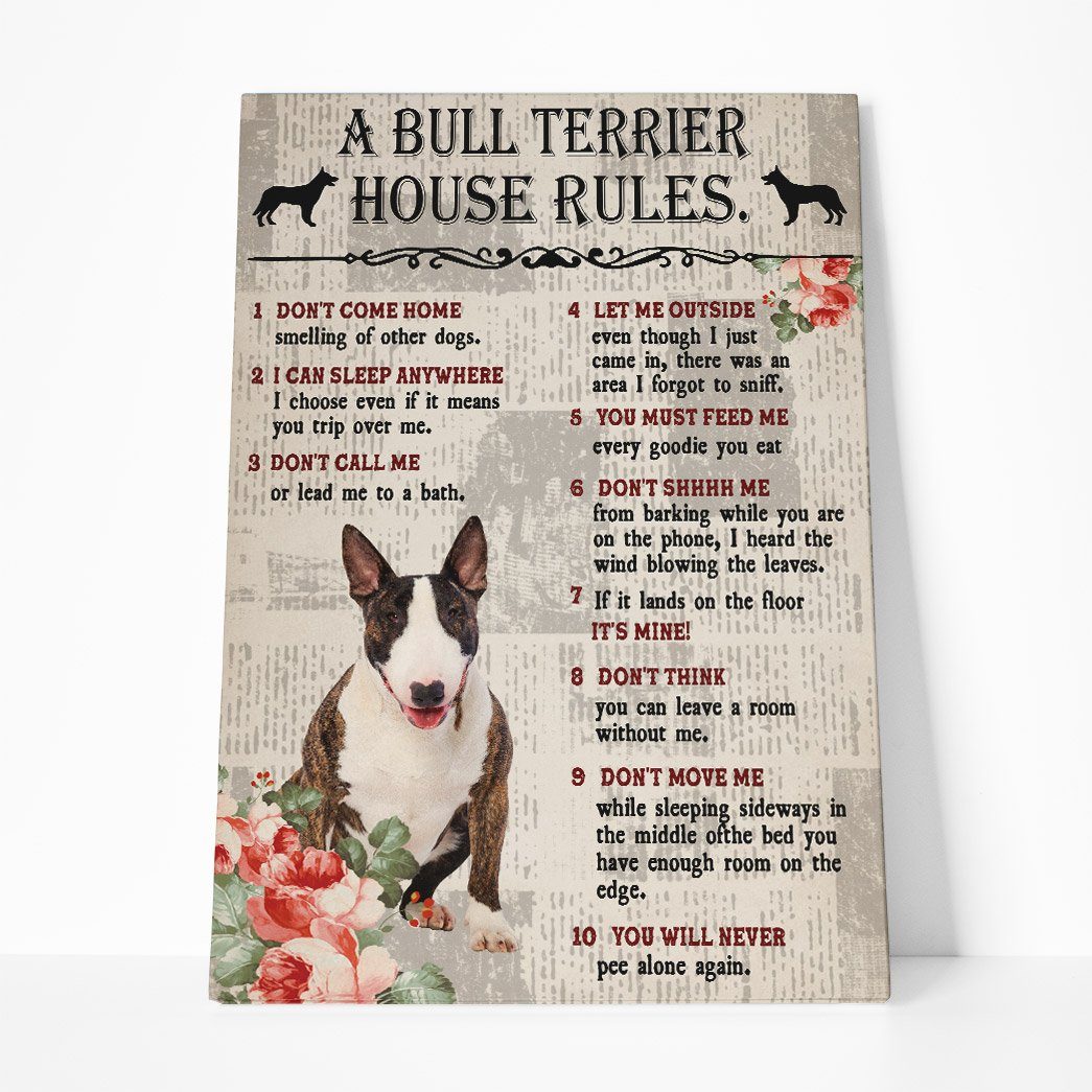 Gearhuman 3D A Bull Terrier House Rules Canvas GK04022 Canvas 1 Piece Non Frame M