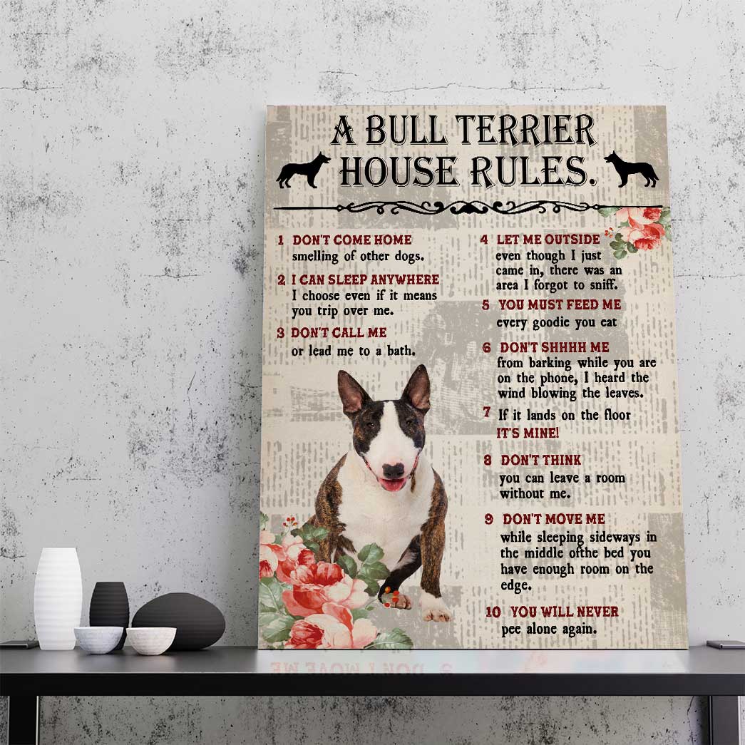 Gearhuman 3D A Bull Terrier House Rules Canvas GK04022 Canvas