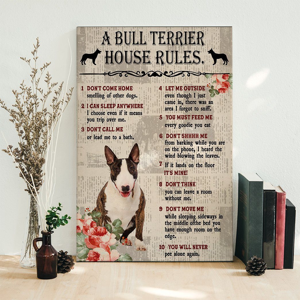 Gearhuman 3D A Bull Terrier House Rules Canvas GK04022 Canvas