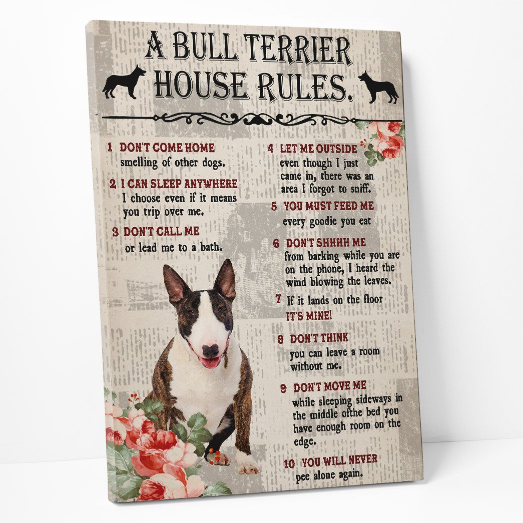 Gearhuman 3D A Bull Terrier House Rules Canvas GK04022 Canvas