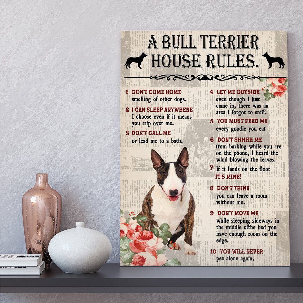 Gearhuman 3D A Bull Terrier House Rules Canvas GK04022 Canvas