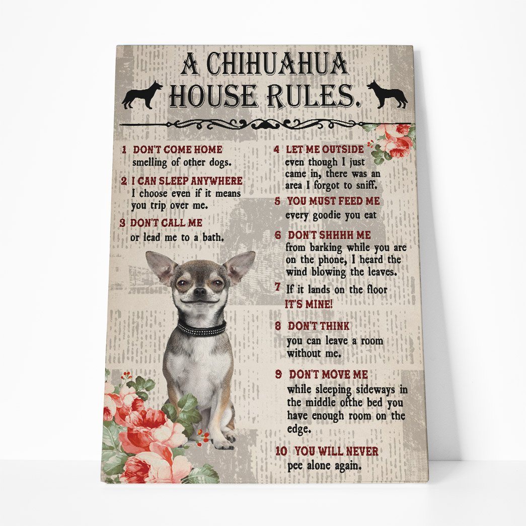 Gearhuman 3D A Chihuahua House Rules Canvas GK040210 Canvas 1 Piece Non Frame M