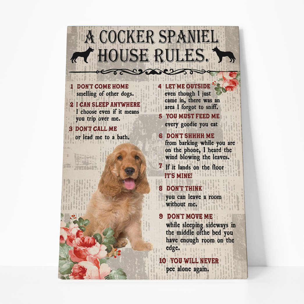 Gearhuman 3D A Cocker Spaniel House Rules Canvas GK040250 Canvas 1 Piece Non Frame M