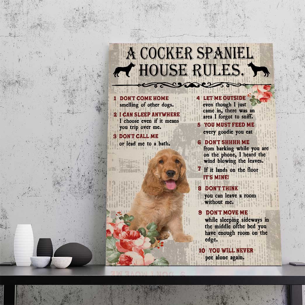 Gearhuman 3D A Cocker Spaniel House Rules Canvas GK040250 Canvas