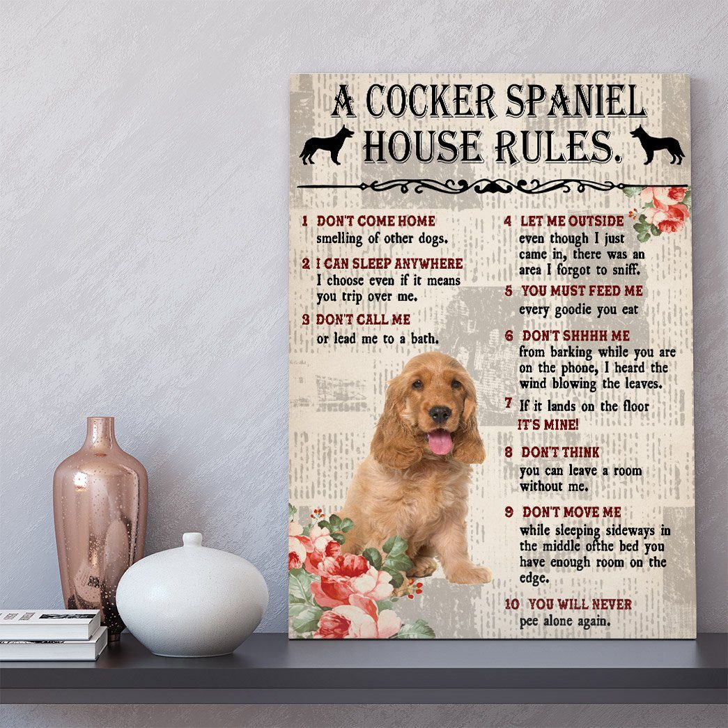 Gearhuman 3D A Cocker Spaniel House Rules Canvas GK040250 Canvas