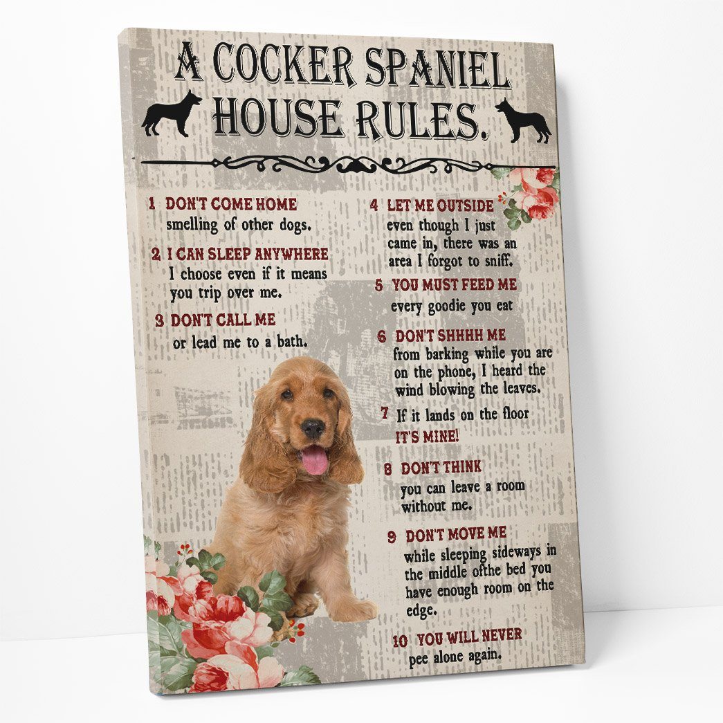 Gearhuman 3D A Cocker Spaniel House Rules Canvas GK040250 Canvas