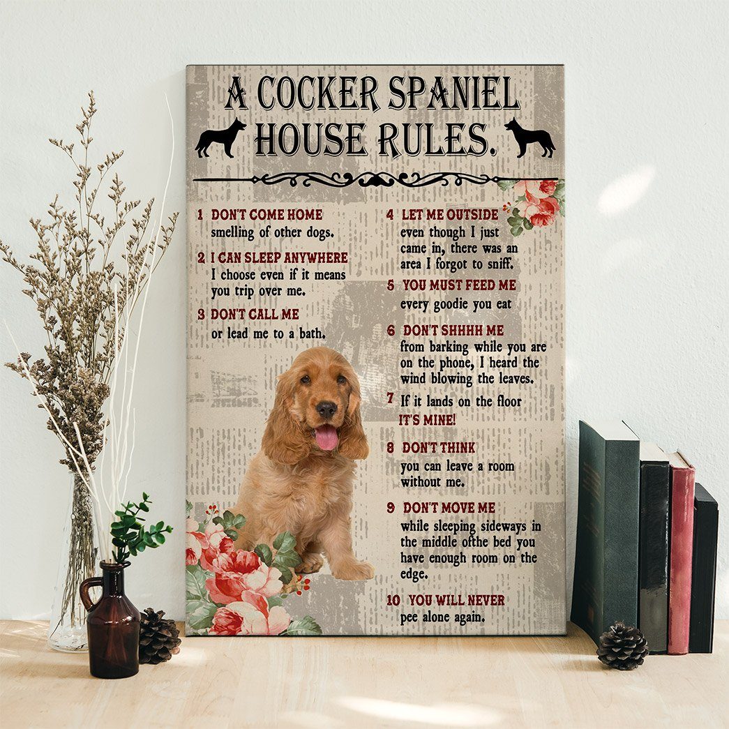 Gearhuman 3D A Cocker Spaniel House Rules Canvas GK040250 Canvas