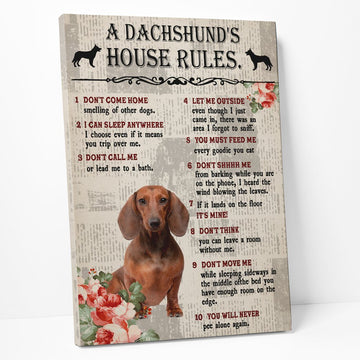 Gearhumans 3D A Dachshunds House Rules Canvas