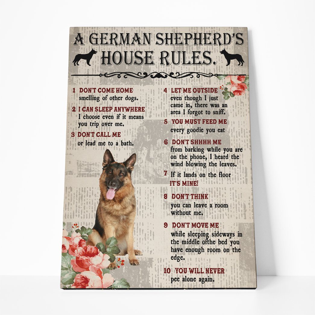 Gearhuman 3D A German Shepherds House Rules Canvas GK26016 Canvas 1 Piece Non Frame M