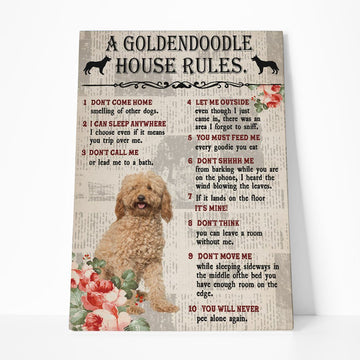 Gearhuman 3D A Goldendoodle House Rules Canvas GK040259 Canvas 1 Piece Non Frame M