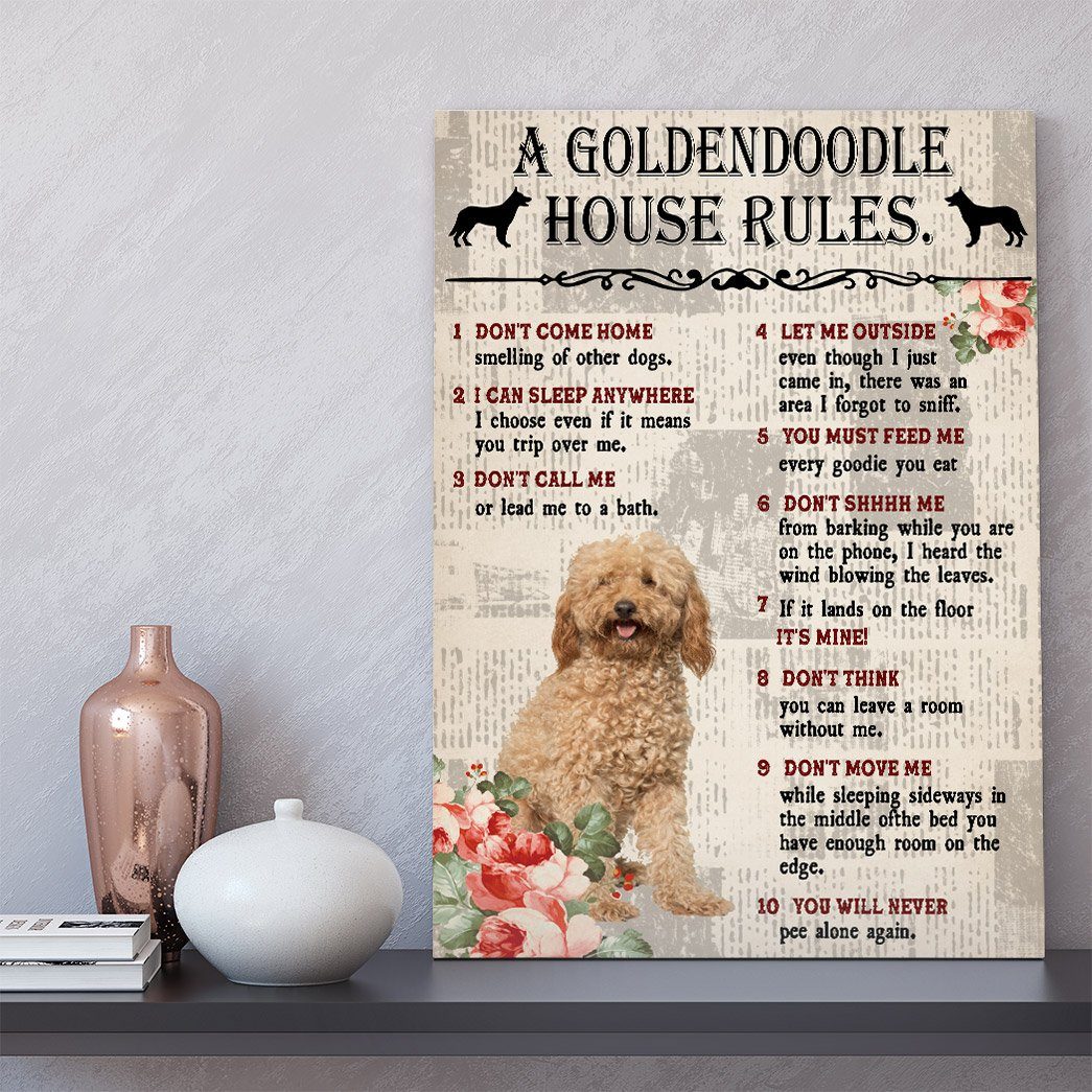 Gearhuman 3D A Goldendoodle House Rules Canvas GK040259 Canvas