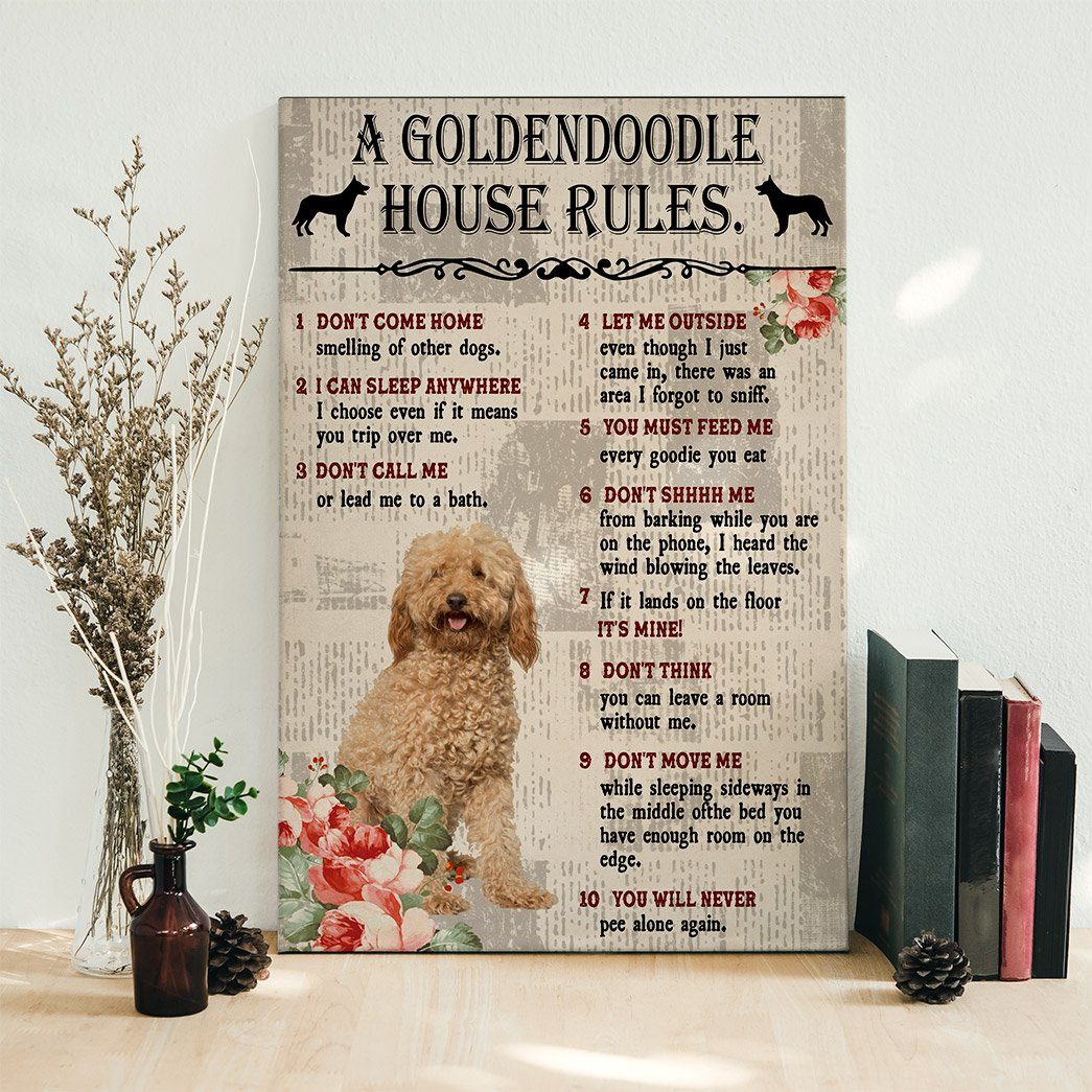 Gearhuman 3D A Goldendoodle House Rules Canvas GK040259 Canvas
