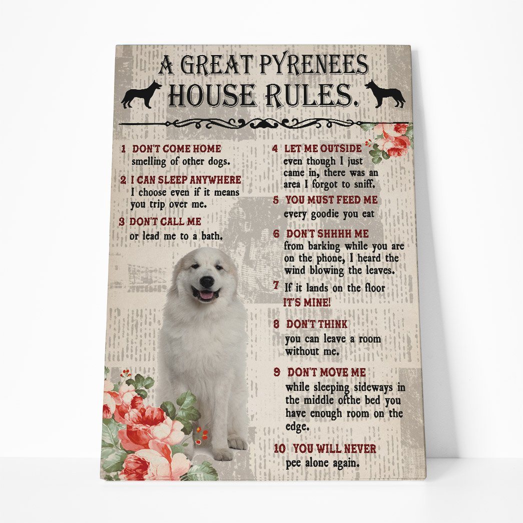 Gearhuman 3D A Great Pyrenees House Rules Canvas GK040229 Canvas 1 Piece Non Frame M