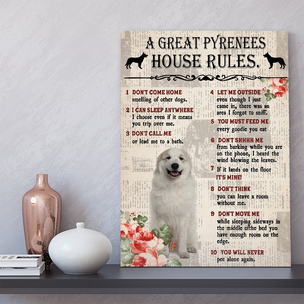 Gearhuman 3D A Great Pyrenees House Rules Canvas GK040229 Canvas