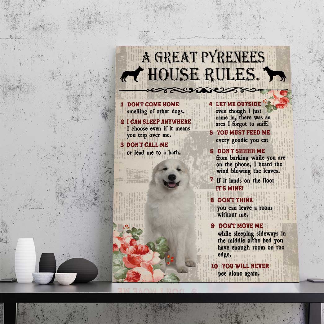 Gearhuman 3D A Great Pyrenees House Rules Canvas GK040229 Canvas