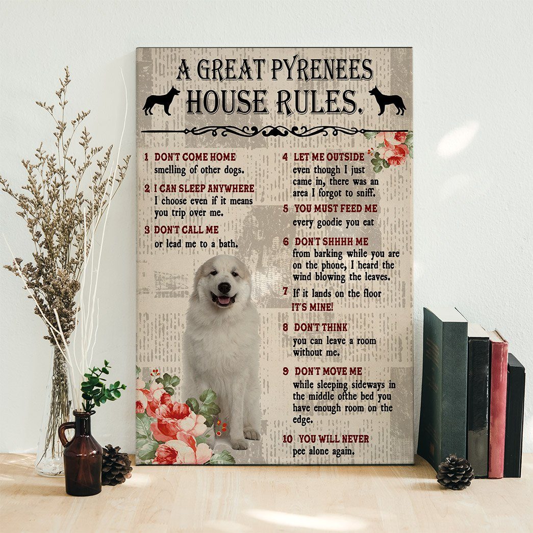 Gearhuman 3D A Great Pyrenees House Rules Canvas GK040229 Canvas