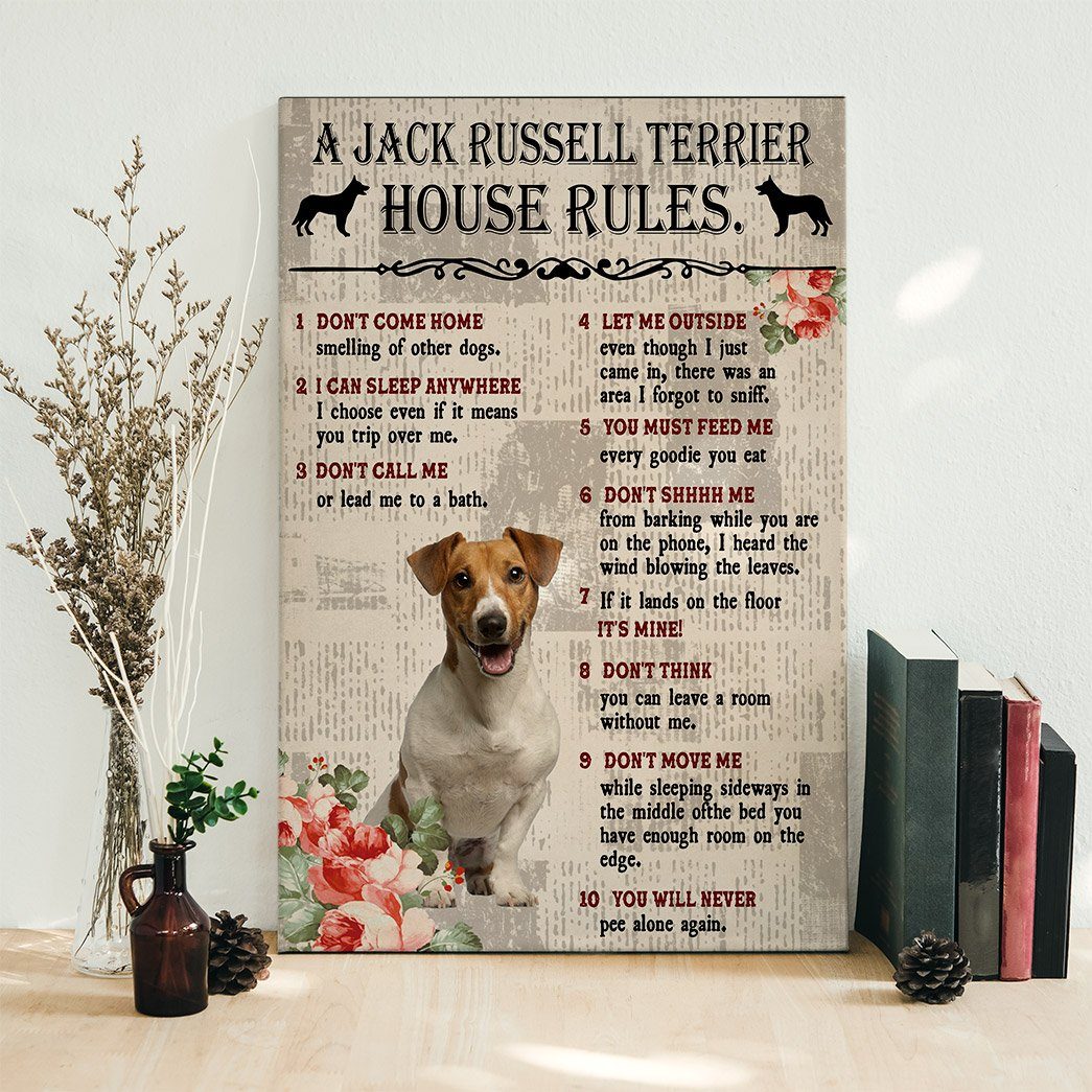 Gearhuman 3D A Jack Russell Terrier House Rules Canvas GK040230 Canvas