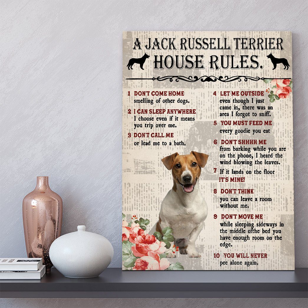 Gearhuman 3D A Jack Russell Terrier House Rules Canvas GK040230 Canvas