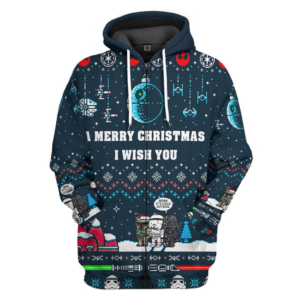 Gearhuman 3D A Merry Christmas I Wish You Custom Tshirt Hoodie Apparel CW29106 3D Apparel Zip Hoodie S 
