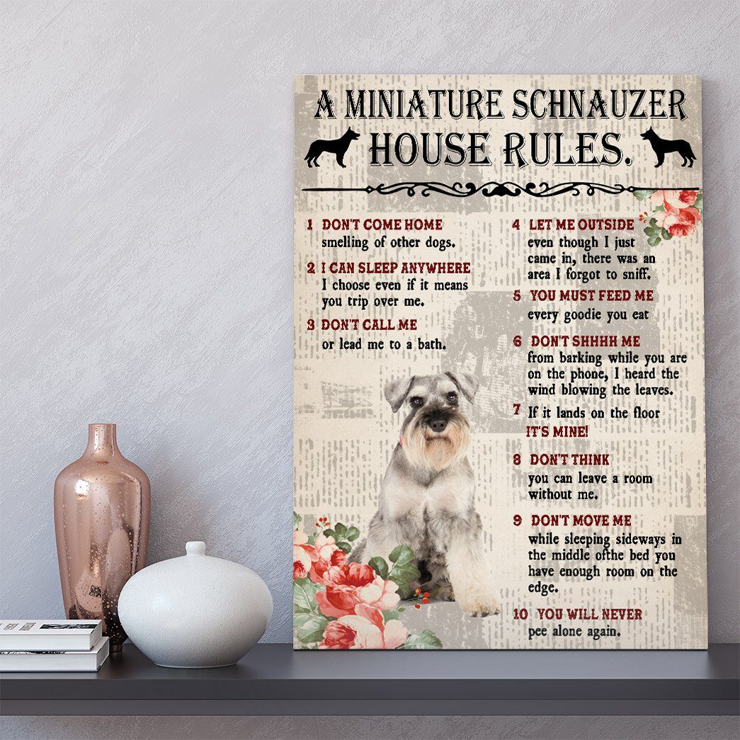 Gearhuman 3D A Miniature Schnauzer House Rules Canvas GK040239 Canvas