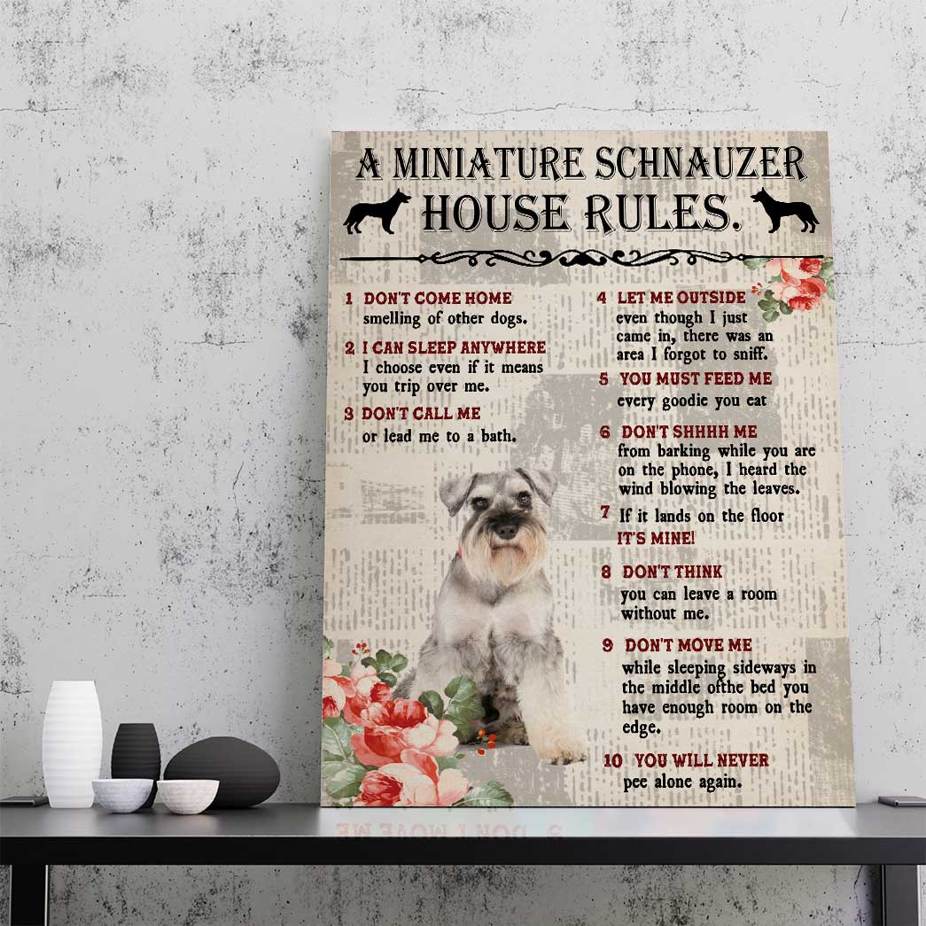 Gearhuman 3D A Miniature Schnauzer House Rules Canvas GK040239 Canvas