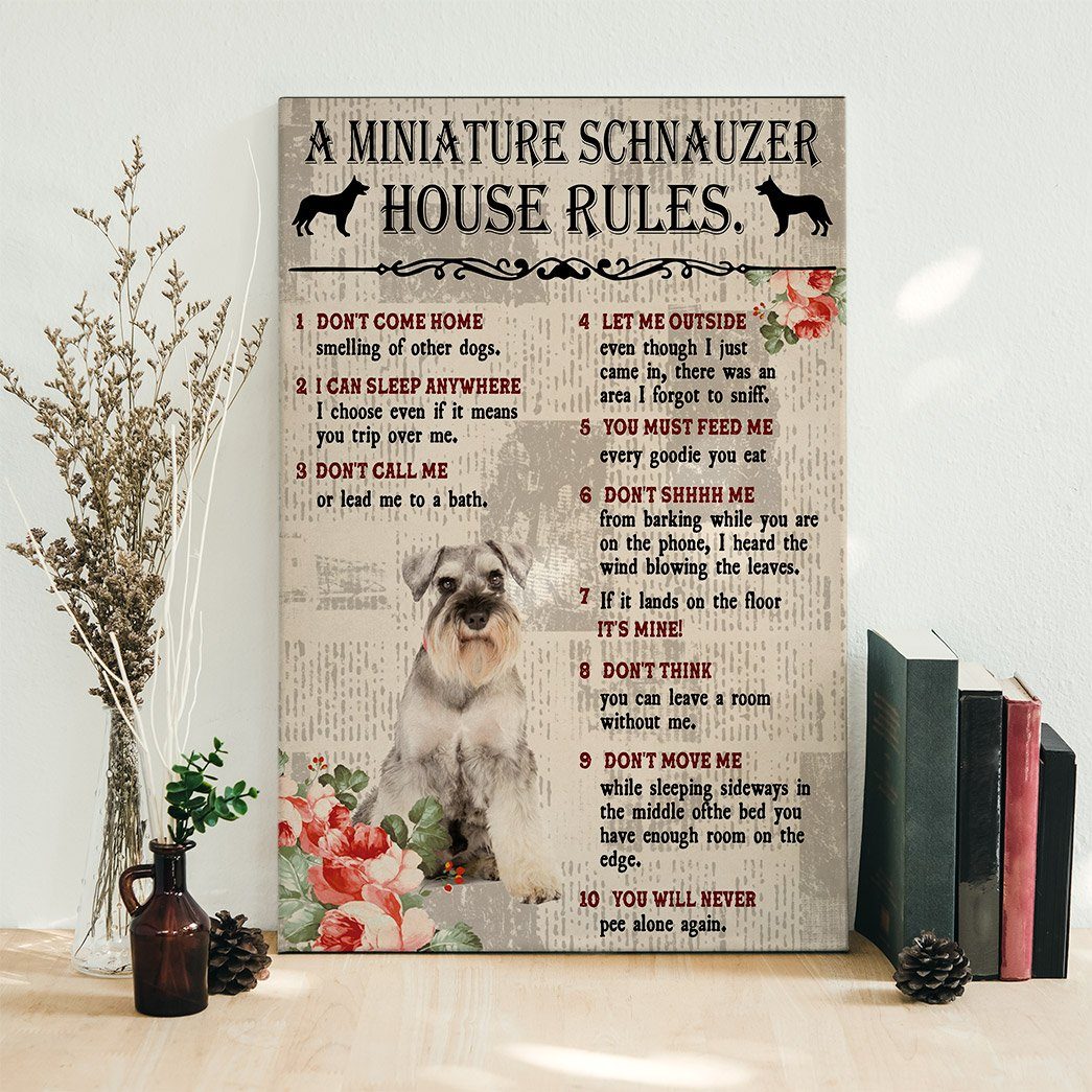 Gearhuman 3D A Miniature Schnauzer House Rules Canvas GK040239 Canvas