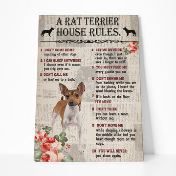Gearhuman 3D A Rat Terrier House Rules Canvas GK040255 Canvas 1 Piece Non Frame M