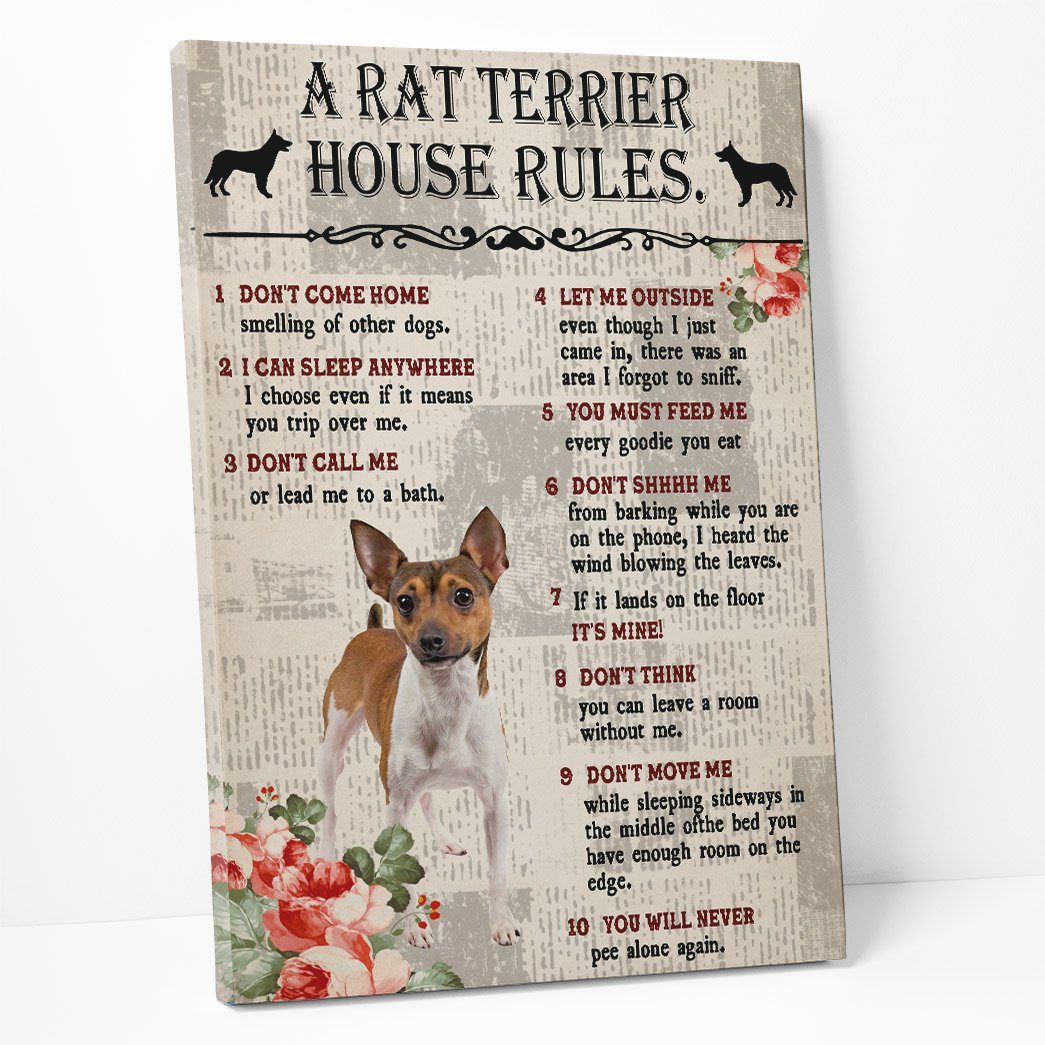 Gearhuman 3D A Rat Terrier House Rules Canvas GK040255 Canvas