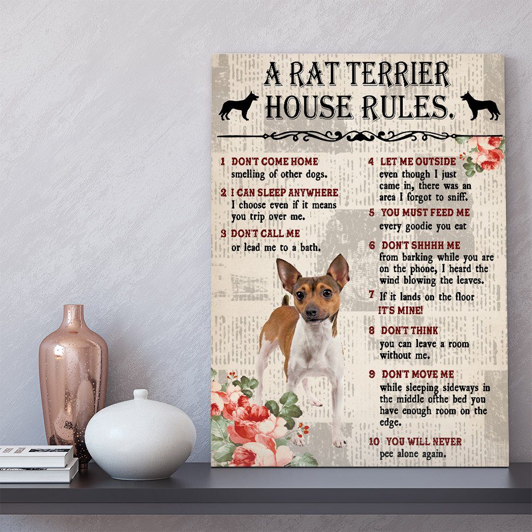 Gearhuman 3D A Rat Terrier House Rules Canvas GK040255 Canvas