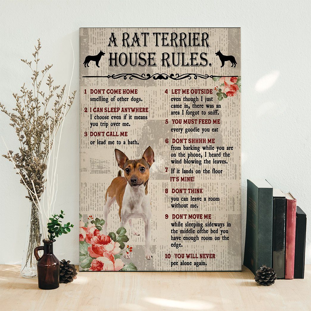 Gearhuman 3D A Rat Terrier House Rules Canvas GK040255 Canvas