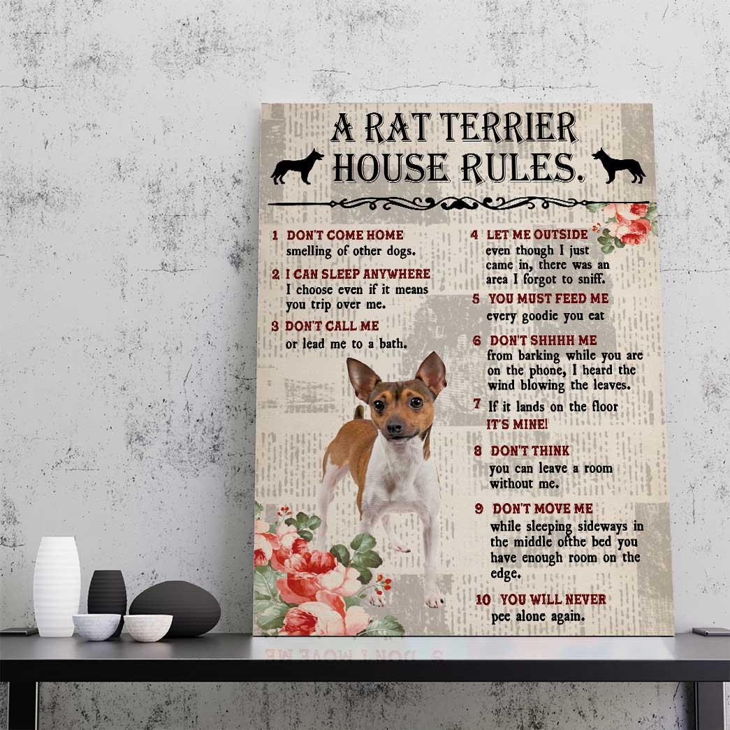 Gearhuman 3D A Rat Terrier House Rules Canvas GK040255 Canvas