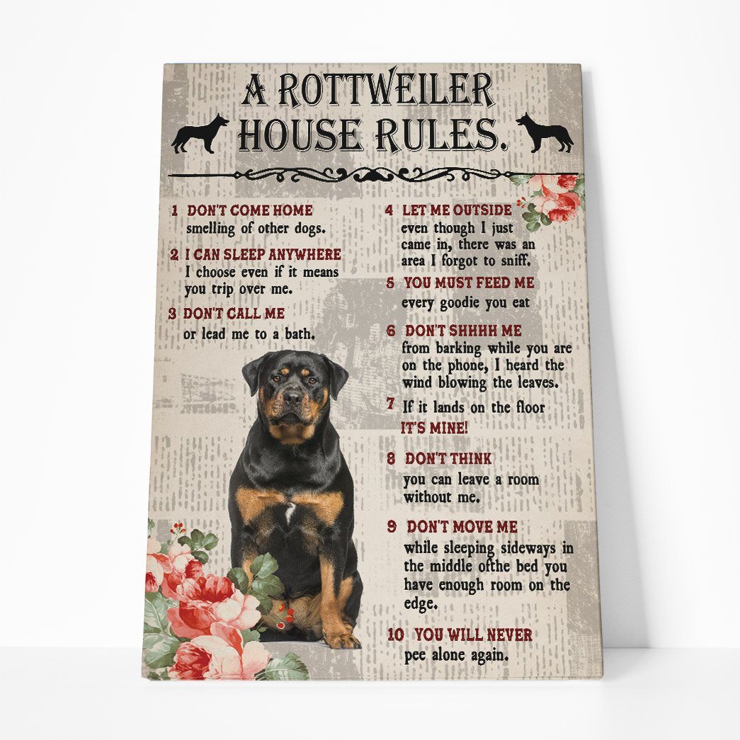 Gearhuman 3D A Rottweiler House Rules Canvas GK04027 Canvas 1 Piece Non Frame M