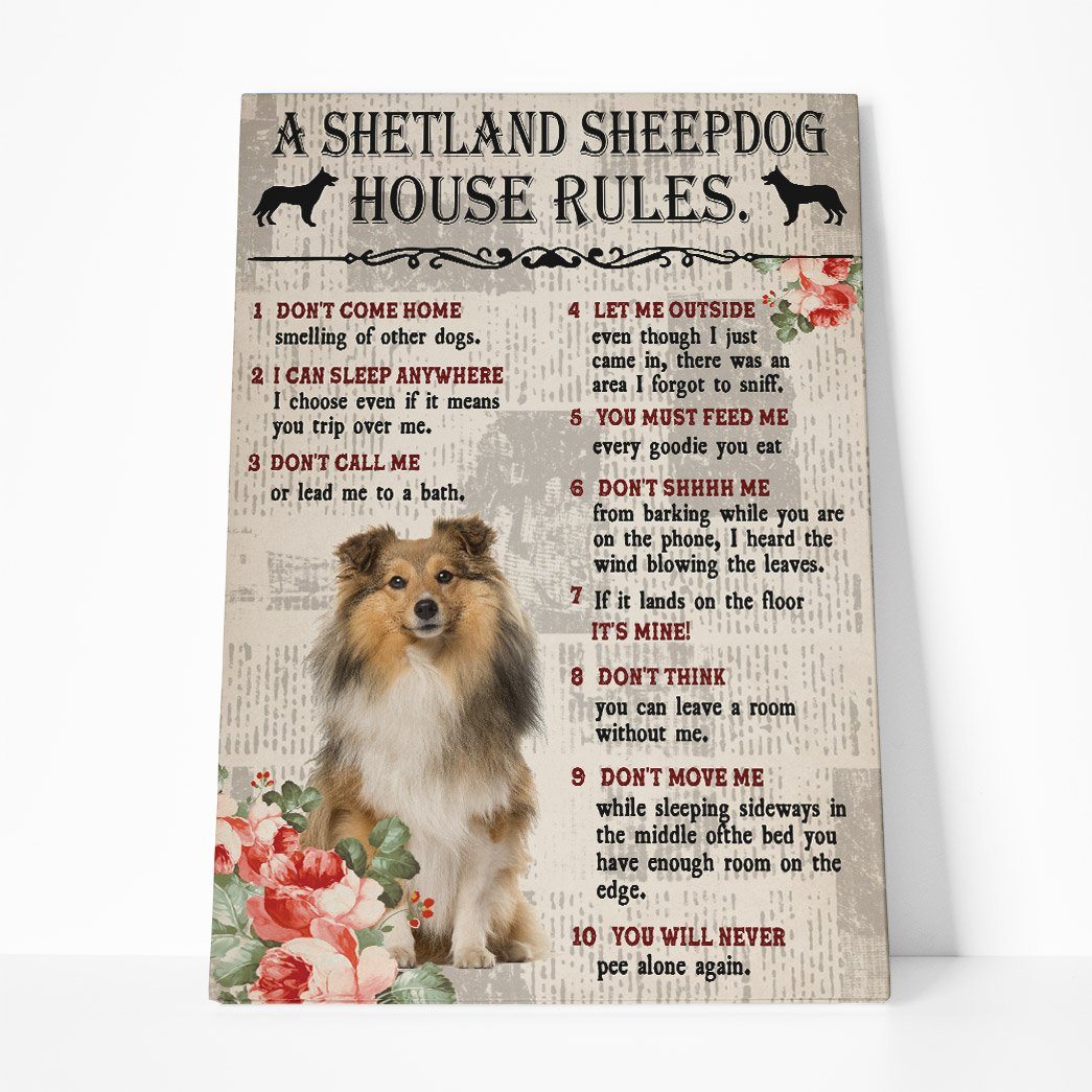 Gearhuman 3D A Shetland Sheepdog House Rules Canvas GK040214 Canvas 1 Piece Non Frame M