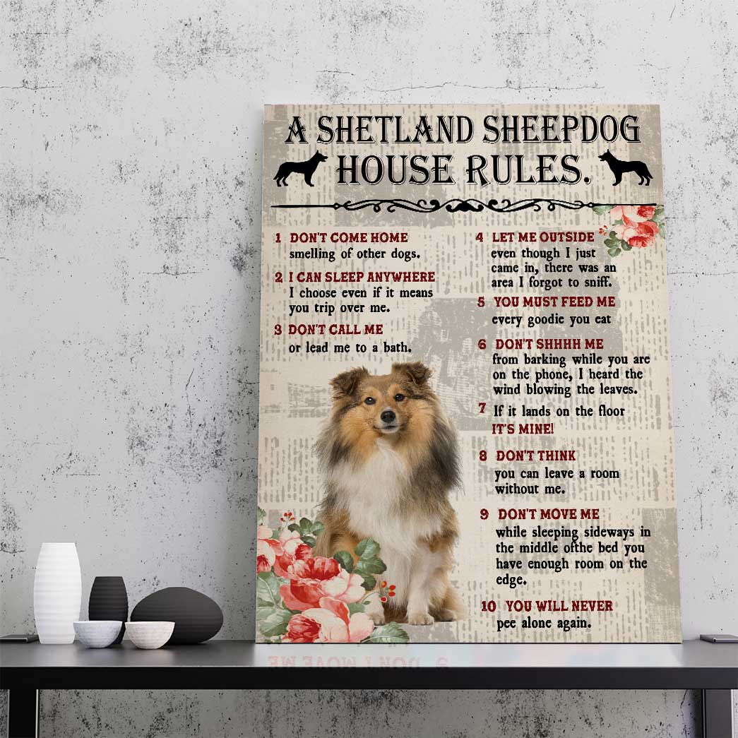 Gearhuman 3D A Shetland Sheepdog House Rules Canvas GK040214 Canvas