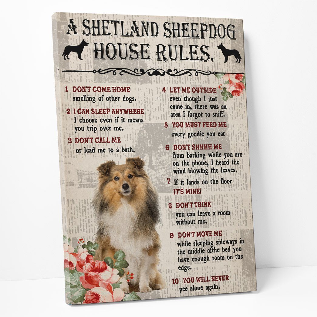 Gearhuman 3D A Shetland Sheepdog House Rules Canvas GK040214 Canvas