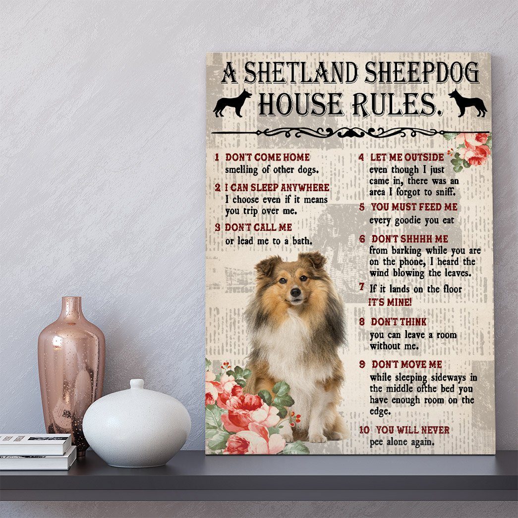 Gearhuman 3D A Shetland Sheepdog House Rules Canvas GK040214 Canvas