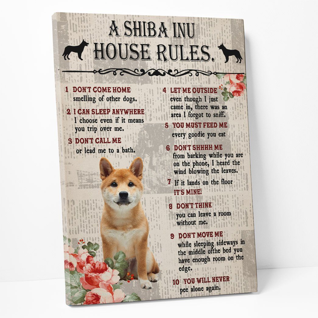 Gearhuman 3D A Shiba Inu House Rules Canvas GK040266 Canvas