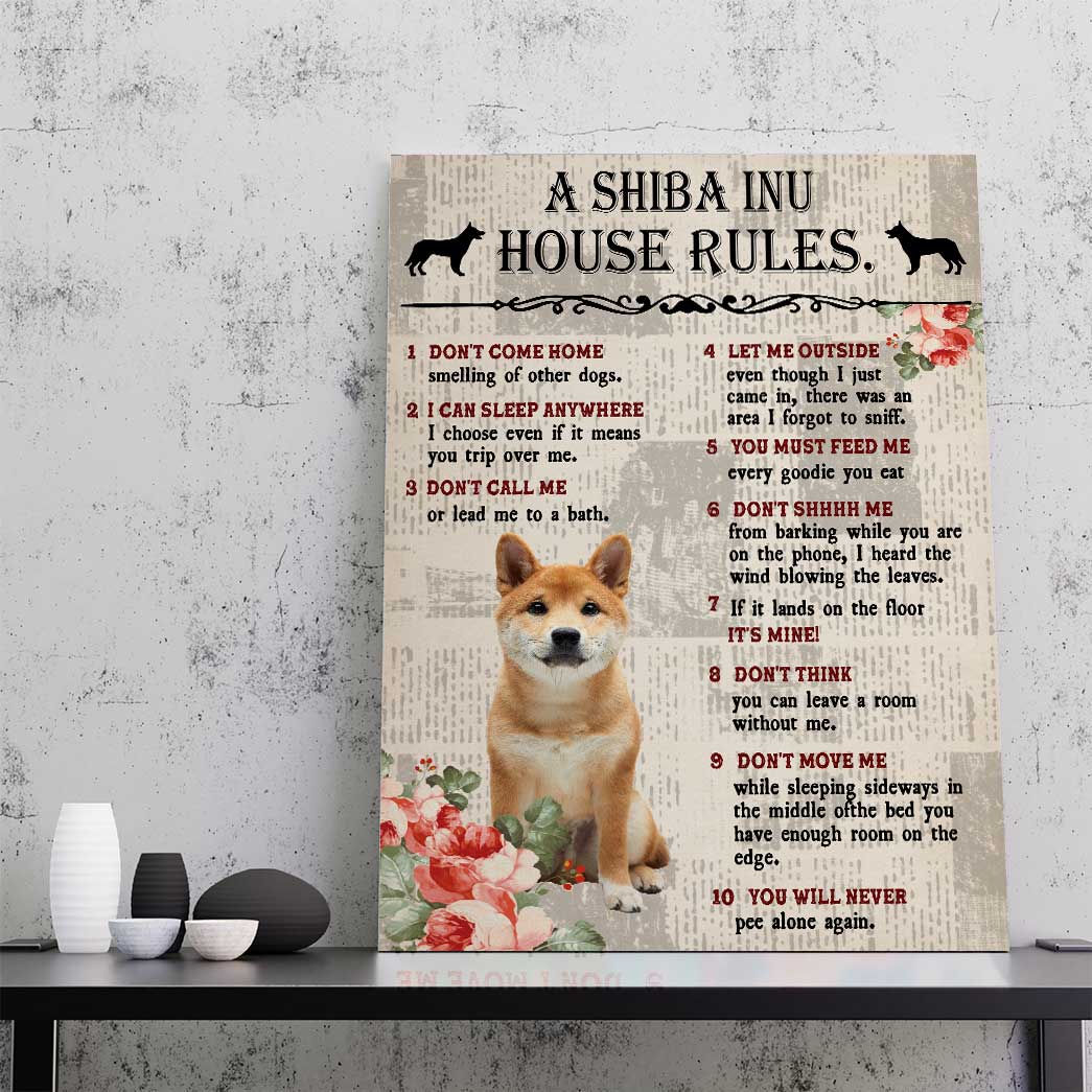 Gearhuman 3D A Shiba Inu House Rules Canvas GK040266 Canvas