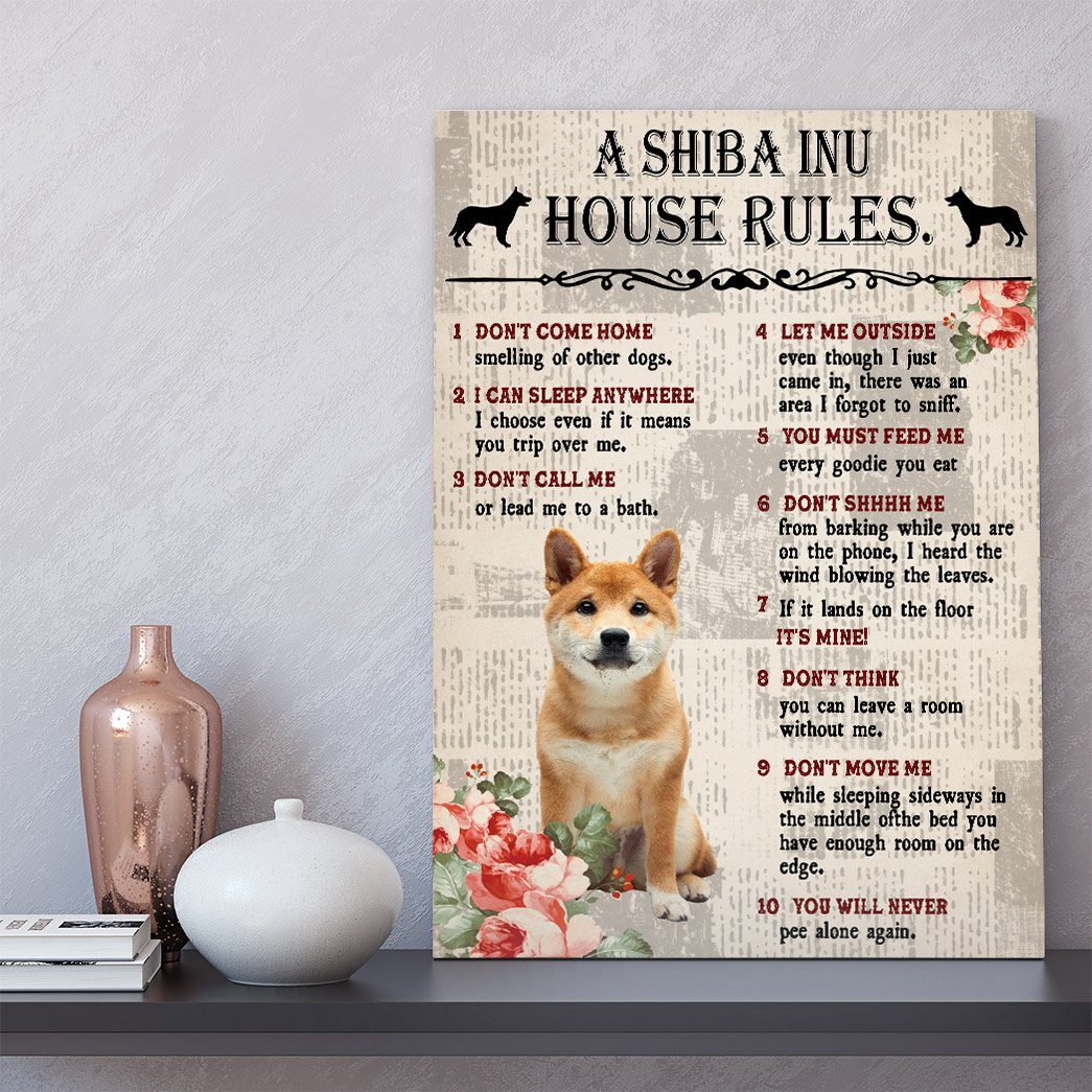 Gearhuman 3D A Shiba Inu House Rules Canvas GK040266 Canvas